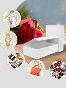 2pcs Flip-Top Folding Gift Box Set, Gift Bag & Gift Box, White Gift Packaging Box, Folding Double-Sided Gift Box Suitable For Birthday Parties, Festivals, Saudi National Day Gifts, Family Gatherings, Weddings, Wedding Favors, Gift Packaging