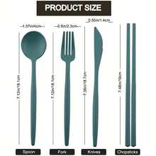1 Set Of Very Practical 4-Piece Reusable Travel Cutlery Set With Storage Box - Suitable For Any Occasion! Convenient To Carry, - Green Four-piece Set - View 3