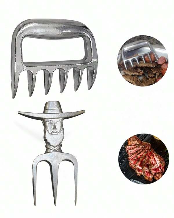 Kit Churrasco Garra De Urso E Garfo Tridente Cowboy em Alumínio