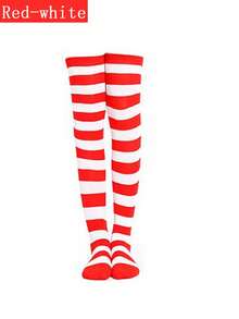1 双女式长筒袜，条纹过膝袜，适合动漫角色扮演，日式风格 - 彩色 - 查看 8