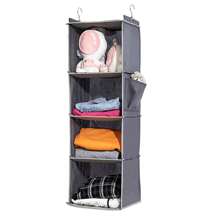1pc Multi-Layer Wall Hanging Storage Bag, Organizer Pocket For Clothing, Accessories & Household Items, Closet Hanging Wardrobe Rack With Drawers, Grey