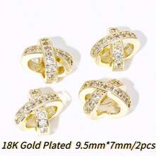 18K Gold Plated Brass Inlaid Zirconia X-Shaped Porous Spacer Beads,Beads Separator,For DIY Jewelry Making Accessories Wholesale - Spacer Beads - View 10