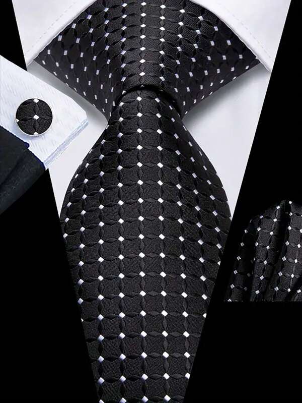 Men Tie Sets Classic Fashion Necktie Set With Cufflink For Business Party