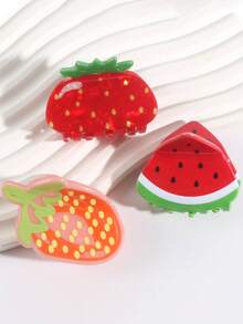 1 件装简约时尚水果设计发夹，适合女士，日常盘发发夹优雅头饰，母亲节、返校节、感恩节、圣诞节、节日礼物的时尚配饰 - 彩色 - 查看 3