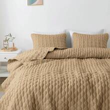 Dark Grey Quilt King Size Bedding Sets With Pillow Shams, Lightweight Soft Bedspread Coverlet, Quilted Blanket Thin Comforter Bed Cover, All Season Spring Summer, 3 Pieces, 104x90 Inches - 南瓜黃 - 查看 3