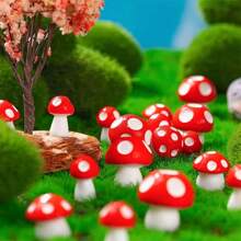 15pcs Red Cute Mini Mushroom Statues, Garden Mushroom Decor, Potted Craft, Outdoor Holiday Decor, Featherless, Self-Standing, No Power Needed, Suitable For Garden, Glass Container Landscape, Cottage Decor, 3D Modeling Handicrafts | Vivid Mushroom Shape | Polished Treatment, Mushroom Ornaments