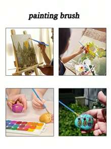 Soucolor Acrylic Paint Brush Set 20 Round Tip Artist Brushes For Acrylic Oil Watercolor Canvas Rock Body Face Nails Miniature Details Painting Supplies, Art Supplies, Back To School Supplies