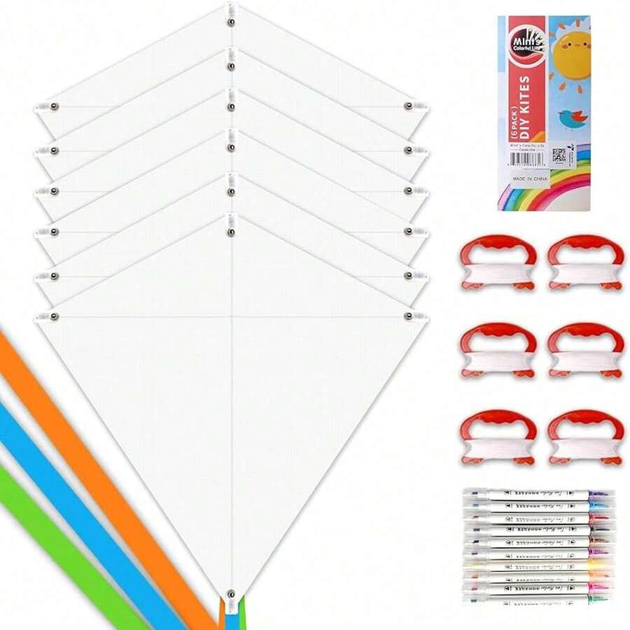 Kit para hacer cometas DIY, paquete de cometas para decorar y colorear, kit de cometas de diamante blanco (paquete de 3) - 43410011 - Ver 1