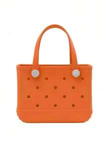 1pc Breathable EVA Women Beach Tote Bag - Lightweight Durable Solid Color Open Design, Large Waterproof Washable Sturdy Open Top Handbag, Suitable For Beach, Pool, Sports, Shopping, Picnics - Fashionable Holiday Accessory, Beach Bag, Holiday, Casual Outing, Festival Gift