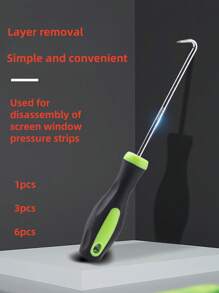 Heavy Duty Metal U-Hook Seal Puller For Garden, Landscape Cracks And Paving Joints - Green And Black Lawn Loosening Tool With Handle, Screen Strip Replacement Tool Hook Door And Window Seal Hook Remover Strip Iron Hook Leather Strip Removal Tool