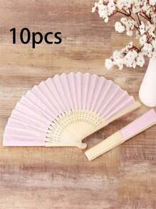 1/2/5pcs Silk Fans Decorative Fabric Fans, Plain Folding Fan, Wedding Gift, DIY Decor For Tabletop & Wall Hanging