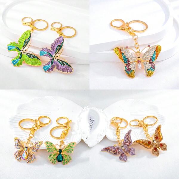 1pc Elegant Butterfly Zinc Alloy Keychain, Fashion Accessory For Bag, Car, Decorative Car Accessories Bag Charm Backpack For School