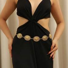 Women's Vintage Metal Waist Chain, Solid Color Simple & Practical Multifunctional