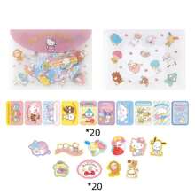 Sanrio 40pcs/Pack Cute Black Sticker Set, Including Hello Kitty, Pompompurin, And My Melody Cartoon Animal Paper Stickers, DIY Scrapbooking Decoration Materials With PVC Storage Bag