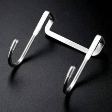2 Silver Double S Metal Traceless Hooks, Portable And Easy To Install Without Holes, Suitable For Home Cabinet Doors, Dormitories, Wardrobes, Bathroom Door Backs, And Student Dormitories