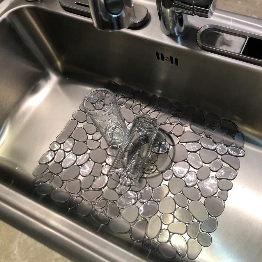 1PC/2PCS Kitchen Sink Protector, Sink Mat Anti Slip, Quick Drain, Home Kitchen Accessories Sink Mat, Stone Pattern, Clear Black, Black, Clear, Non-Slip Kitchen Mats For Sink Side, Natural And Hygienic Kitchen Essential For Home And Kitchen Room Decor, Part Of Your Cozy Fall& Winter Styles And Christmas Decorations - 40x30cm - View 1