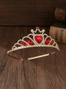 1 pièce Tiare couronne de forme de cœur en cristal, accessoires de mariage de mariée de luxe, couronne de cœur pour la Saint-Valentin, décoration de gâteau d'anniversaire