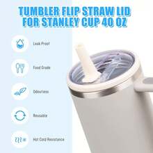 Flip Straw Lid With Straws, New 40oz Tumbler Flip Straw Lid For Spill Proof Tumbler Lids, Replacement And Leak-Proof, Resistant Tumbler Lids, Ideal For Sports & Camping, Good For Work Exercise Run And Drink Water - 白色 - 查看 6