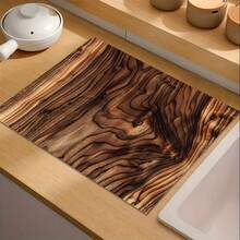1pc Wood Grain Pattern Printed Absorbent Mat, Suitable For Espresso Machine, Sink, Faucet, Cup Holder, Home Decor, Kitchen & Bathroom Accessories - Multicolor - View 6