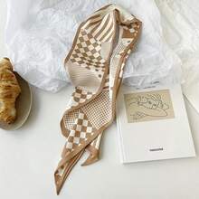 4pcs Elegant Ladies Long Scarf Headbands, Retro Style Multifunctional Headwrap, Silk Scarf, Handbag Accessory, Floral Print Polyester Winter Hair Bands