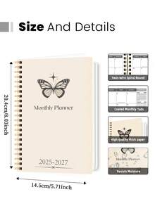 Unisex Weekly/Monthly Planner Notebook, 2026-2028 Academic Year Monthly Planner, With Note-Taking Function, Office And Back To School Supplies, Adult Gift, Teacher Gift - Multicolor - View 7
