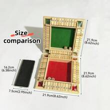 3 tipos de juegos de beber, juegos de mesa para fiestas, juego de "Cierra la caja" de madera (para 2-4 jugadores) - Tablero grande de 4 lados, 8 dados (los modelos rojo y verde son 2 dados), reglas - Divertido juego de suma para todas las edades