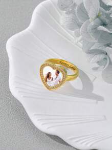 925er Sterlingsilber Herzförmiger Foto-Ring - ein sentimentales & personalisiertes Geschenk für Liebende, Freunde oder Familie. Ideal für Geburtstage, Jahrestage, Valentinstag, Weihnachten