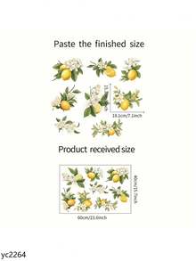 1pc, Fresh Fruit Wall Sticker, Lemon, Removable Waterproof Vinyl Sticker, Suitable For Restaurant Kitchen Living Room Background Wall Decoration, Home Decoration - Yellow - View 13