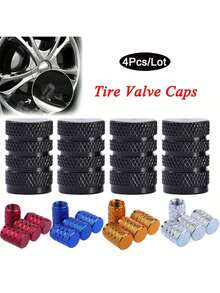 4 件金属轮胎气门嘴盖，金属外部装饰配件