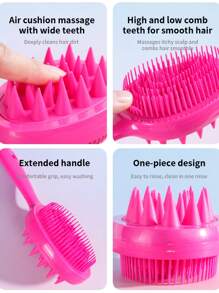 Cepillo desenredante de color caramelo en 1/2 piezas - Cepillo desenredante y cepillo de champú de mango largo con cerdas suaves de silicona para un masaje relajante del cabelludo, perfecto para uso diario en cabello húmedo o seco, adecuado para todo tipo de cabello incluyendo rizado y grueso