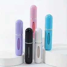 Set de 5 Minipulverizadores recargables de perfume de 5ml de plástico con botón, envase cosmético reutilizable unisex para viajes, idea de regalo