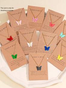 10 Peças/5 Peças Conjunto de Colar Pendente de Borboleta Colorida Elegante e da Moda Y2K, Unissex, Adequado para Férias, Festa, Encontros, Presente, Uso Diário, Presente de Festival, Melhores Desejos