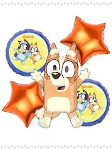 Bluey Themed Balloon Decoration Flag Cake Card Set, Birthday Party Table Decoration Balloons, Party Balloons,Perfect Party Decoration, Surprise Gift For Fans' Holiday Party Decoration(Random Style)