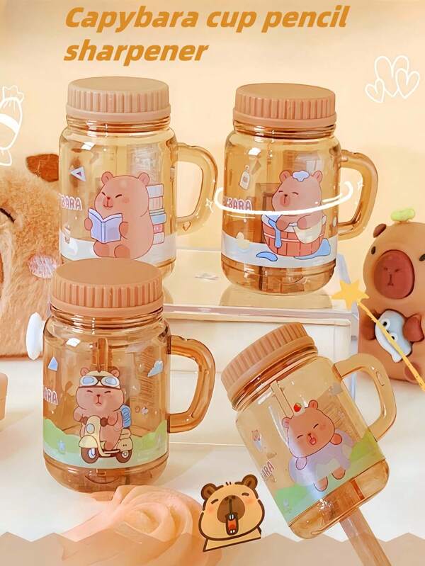 1 pieza/3 piezas/5 piezas Sacapuntas de lápiz de taza de agua con forma de capibara, artículos de papelería de moda geniales y de lujo con diseño de dibujos animados, color aleatorio, regalos decorativos para el cumpleaños, cortadores de lápiz con formas novedosas, diseño peculiar y único, útiles escolares divertidos y regalos para maestros, lápices para niños, artículos de papelería suaves para maestros, regalos para niños y niñas, adecuados para la temporada de graduación, el Día de la Independencia y la temporada de regreso a clases
