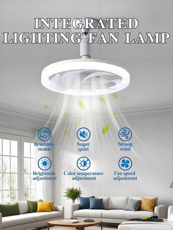 Ventilatore a soffitto a LED, plafoniera da 45W con ventilatore e telecomando, temporizzata, LED dimmerabile, adatta per piccoli spazi come camere da letto, uffici familiari, dormitori