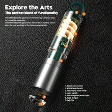 1pc Multi-Functional Bright Portable Flashlight | Dual Light Source + 5 Lighting Modes | Tail Hook Design + Detachable Lamp Cover | TYPE-C Charging + Extra-Long Runtime | Essential For Outdoor Adventure, Camping, Hiking, Night Fishing, Night Cycling