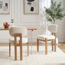 Multi Functional Dining Chairs In The Living Room (2PC), Decorated With Solid Wood Frames, Sturdy And Durable. Suitable For Various Scenarios Such As Living Rooms/Apartments/Bars/Cafes - 2PC(米色)木製餐椅 - 查看 7