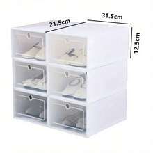 6X Plastic Shoe Storage Boxes Drawer Stackable Foldable Organiser Clear DuarbleUnder-Bed Storage Back To School - Variant1 - View 2