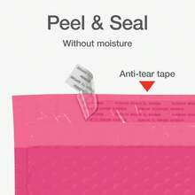 Quality Park Bubble Mailers, 6 X 9 Inch, White Poly Mailers, Padded Envelopes, Shipping Envelopes, Water Resistant, Self Seal, 50 Per Box (QUA85856), Plastic Back To School - Pink - View 4