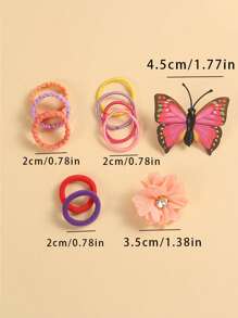 Set di 231 pezzi di accessori per capelli colorati, include fermagli per capelli floreali con strass, fermagli per capelli a forma di farfalla e vari elastici per capelli, adatti per code di cavallo, trecce e chignon, necessità quotidiane - Confezionato in busta di plastica
