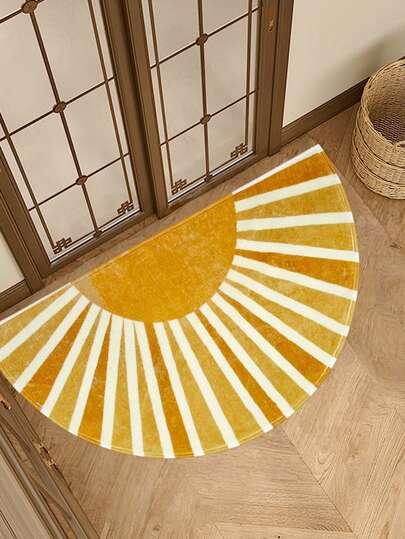 1 件明亮柔软的半圆形太阳形防滑垫，适用于卧室和客厅装饰地毯、厨房吸水门垫、卧室装饰、房间装饰、小地毯、毯子、户外垫、花园垫、客厅地毯