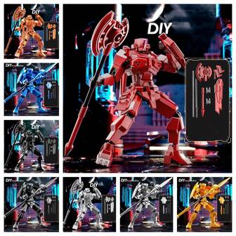 1PC Warrior Mech Combined Soldier Action Figure, Transformable DIY Modeling Toy, Suitable For Collectors And Young People, Christmas, Halloween, Birthday Gifts