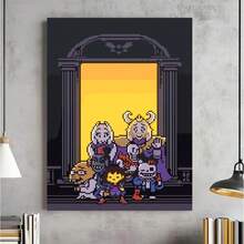 Framed Undertale  Canvas Wall Art Poster -  , Dark Tones With Warm Ing, Featuring Iconic Characters, Perfect For Bars, Cafes, Homes, Offices & Bedrooms Decor,Personalized And Creative Home Decoration, High-Quality Decorative Posters, Dormitories, Gyms, Bars, Coffee Shops, Game Halls, Wall Paintings For Rooms And Living Rooms, Perfect Gifts - Framed - View 1