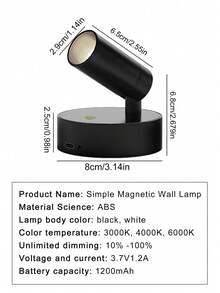 Đèn tường từ tính cao cấp tối giản LED, 3 nhiệt độ màu, mờ dần vô cấp, đèn rọi có thể điều chỉnh cho hành lang phòng ngủ trong nhà, lối vào hành lang phòng học, đèn chiếu sáng theo tâm trạng, đèn ngủ - Nhiều màu - Xem 8