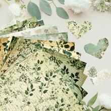 12/24 件复古绿色系列剪贴簿纸垫，5.9 * 5.9 英寸复古绿色植物叶子设计剪贴簿纸，适用于 DIY 工艺品、礼品包装、专辑封面装饰工艺纸学校用品、返校 - 彩色 - 查看 6