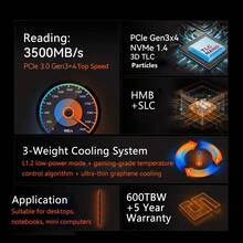 KOOTION M.2 NVMe SSD de 256GB-512GB-1TB-2TB - PCIe 3.0x4, 3D TLC NAND, 3400MB/S - Unidad 3D NAND confiable para escritorio, portátil, mini PC y sistemas industriales - a prueba de golpes y eficiente energéticamente - Negro - Ver 2