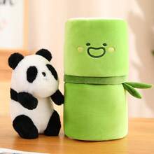 Soft Cute Panda Plush Doll In Bamboo Tube - Made Of Green Polyester Fiber, Multi-Positioning, Bamboo Tube - Ideal Gift For Christmas And New Year, Festival Toys With Playful Design, Soft Texture, Children's Birthday Gifts, Event Party Favors - 彩色 - 查看 9