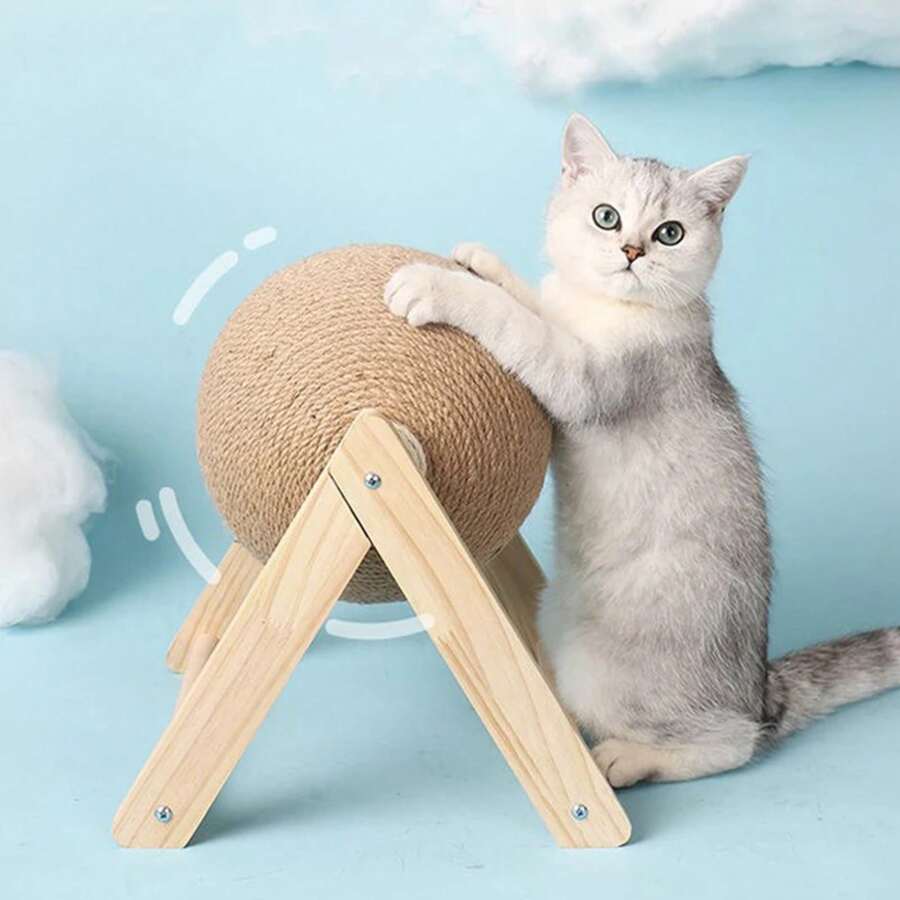 Cat Scratching Ball Toy Kitten Sisal Rope Ball Board Grinding Paws Toys Cats Scratcher Wear-Resistant Pet Furniture Supplies - 卡其色 - 查看 1