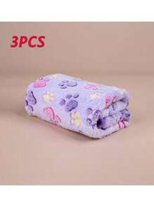 1pc Or 3pcs Soft Fleece Cat/Dog Blanket With Cute Paw Print Pattern, Machine Washable Flannel Pet Mat - Available In Multiple Colors And Sizes, Suitable For Small/Medium Pets