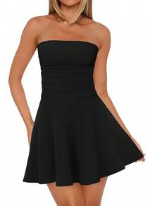 Vestidos tubo para mujeres, vestidos strapless ajustado para graduación, fiesta formal y salida nocturna - Morado - Ver 6